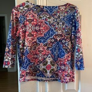 Rafealla 3/4 sleeve multi colored top L
